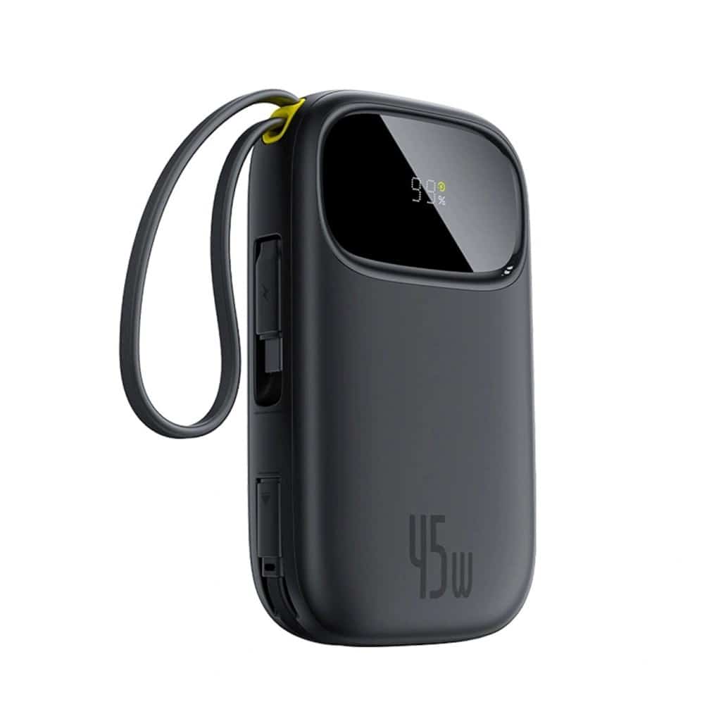 Powerbank Baseus EnerFill FC31 20000mAh 45W z wyświetlaczem, kable USB-C i Lightning - czarny