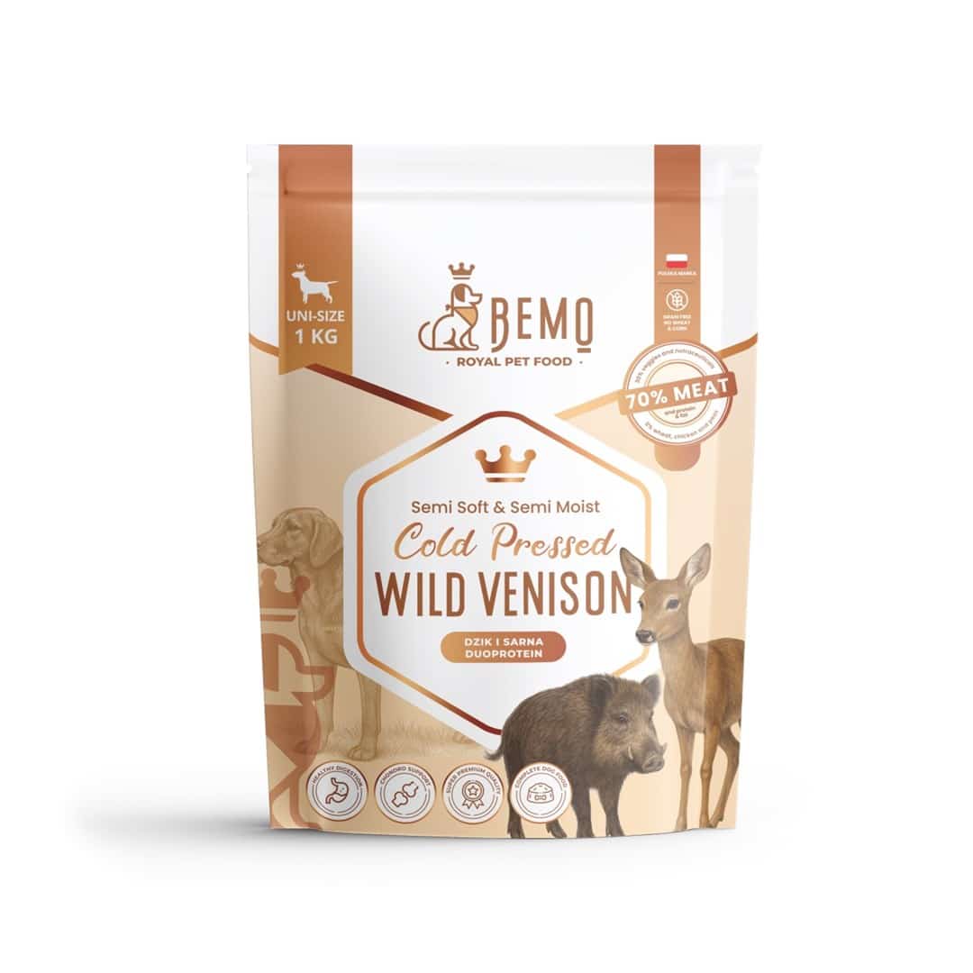 Karma sucha dla psa Bemo Cold Pressed Wild Venison - tłoczona na zimno z dziczyzną i sarniną 1kg