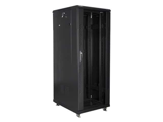 Szafa jednosekcyjna, zamykana na zamek Lanberg FF01-6832-12B (32U; 19'' / 600mm / 800 mm; stojąca; Pełne, Szklane; 800 kg; kolor czarny)