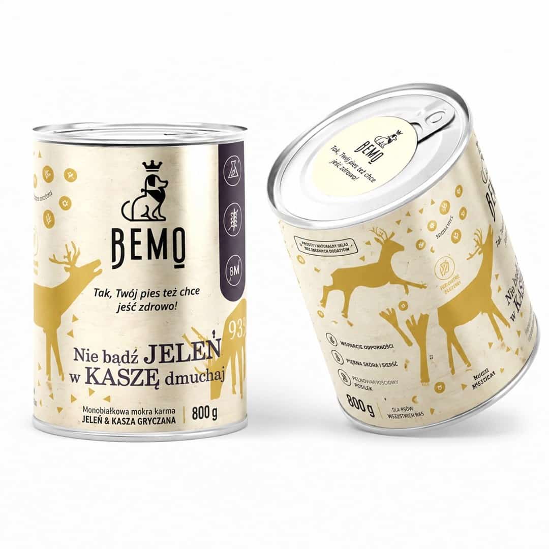 Mokra karma dla psa Bemo "Nie bądź Jeleń" 800g