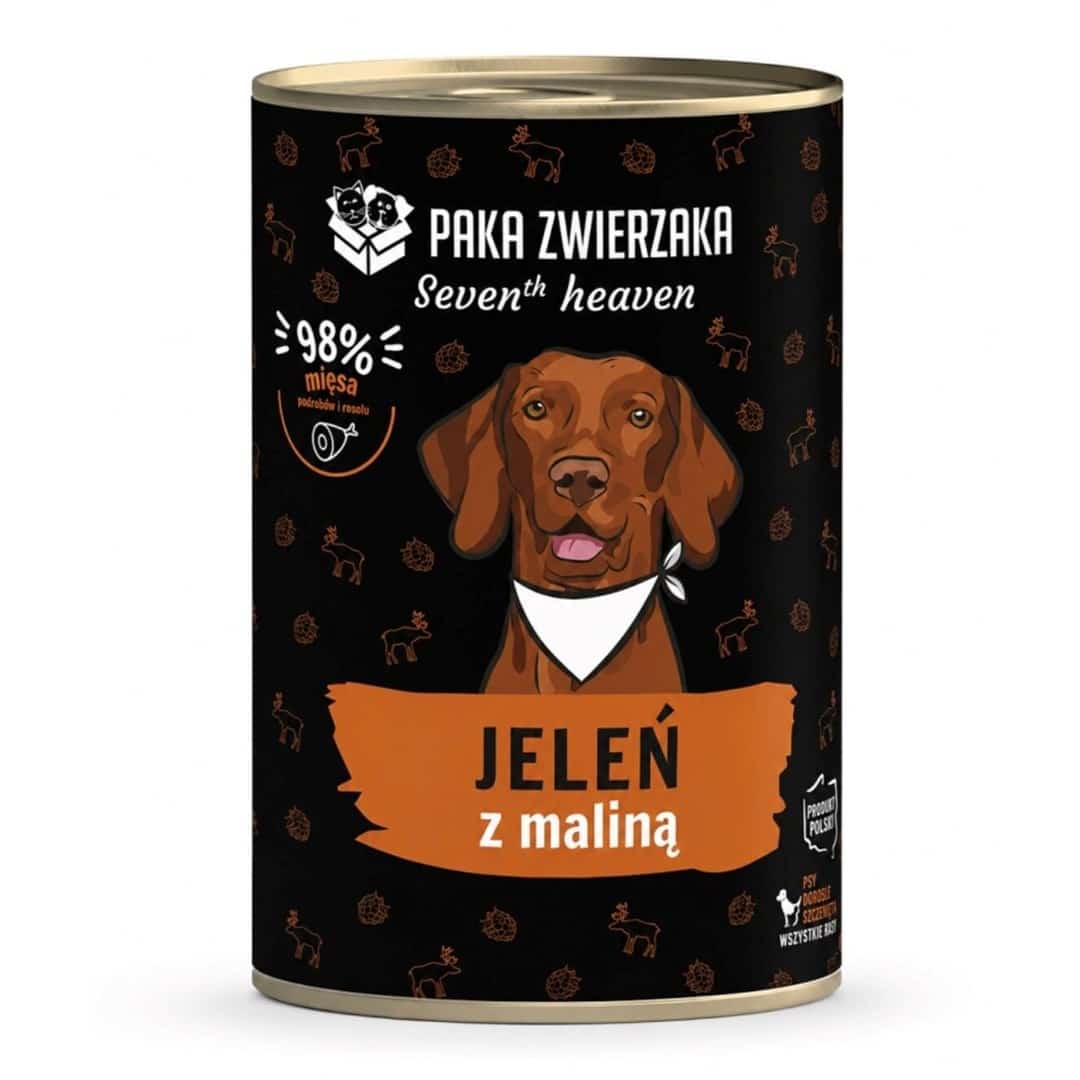Mokra karma dla psa Seventh Heaven Jeleń z maliną 400g