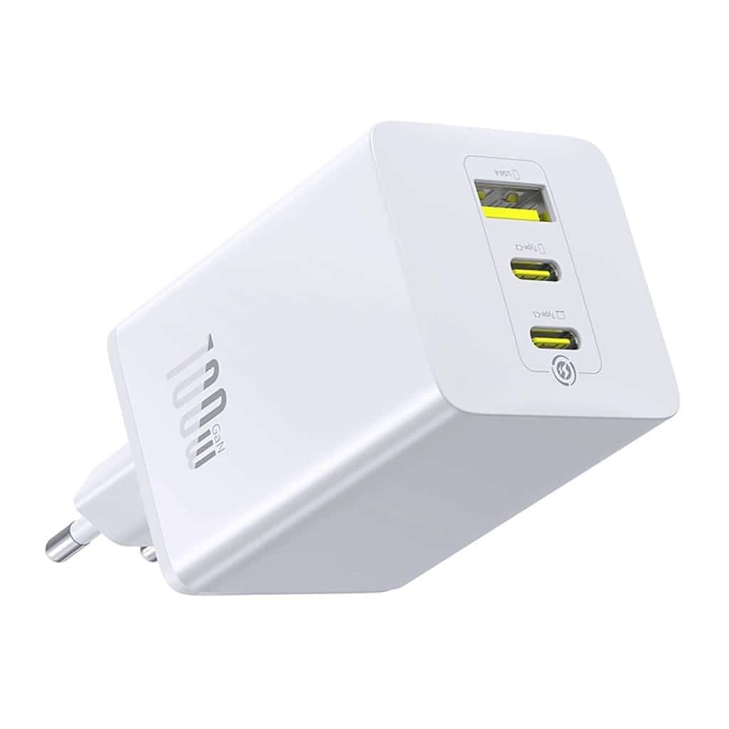 Ładowarka sieciowa Baseus EnerFill FE11 100W (2x USB-C + USB-A) - biała