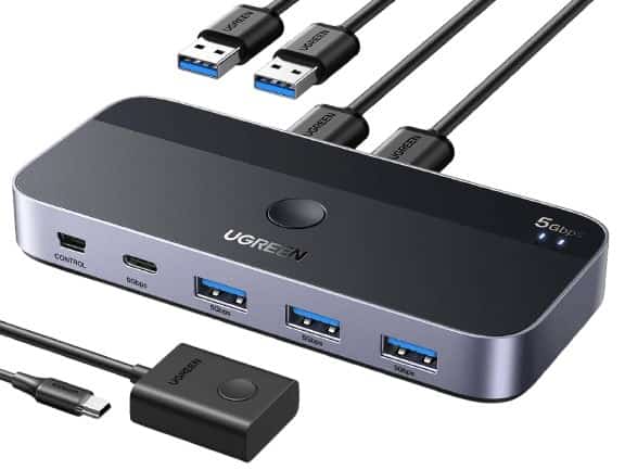 Switch USB 3.0 Ugreen CM662, 2x4 porty (czarny)
