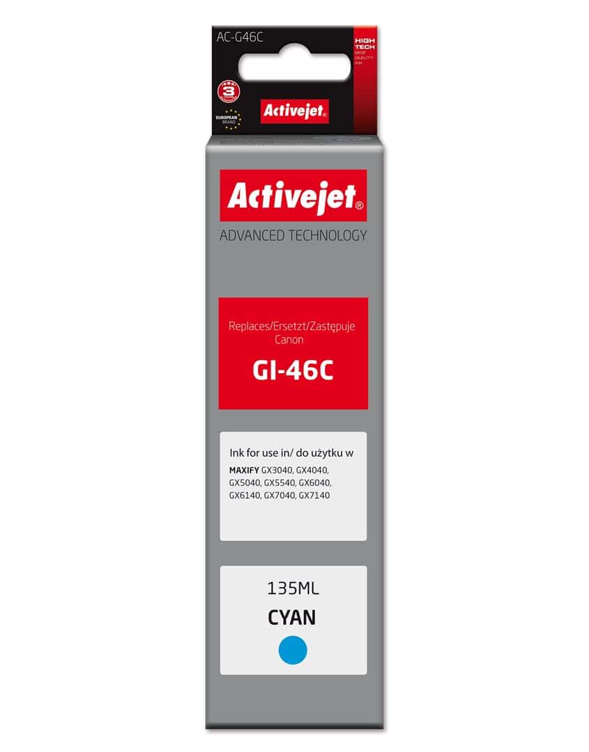 Tusz Activejet AC-G46C (zamiennik Canon GI-46C) - niebieski, 135 ml