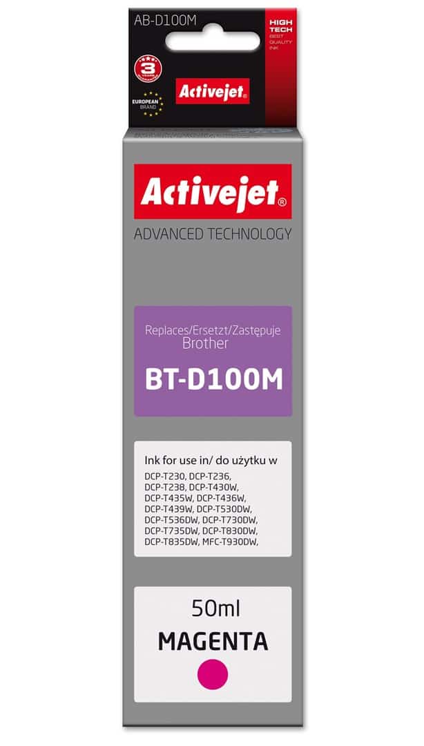 Tusz Activejet AB-D100M (zamiennik Brother BT-D100M) - 50 ml, kolor czerwony