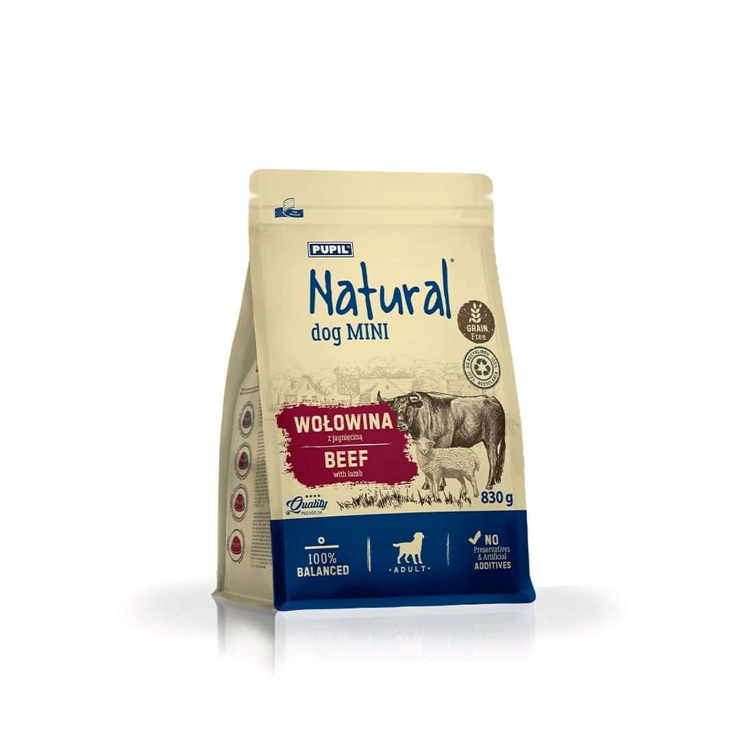 Sucha karma dla psów NATURAL Wołowina z jagnięciną 830g