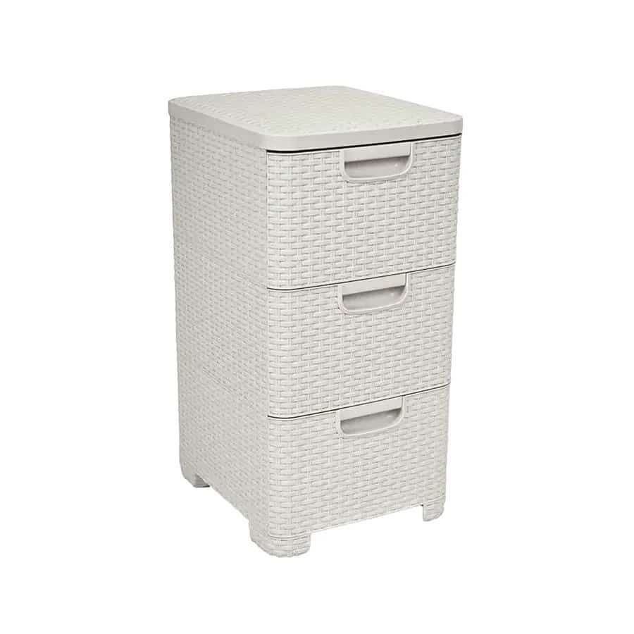 Regał z szufladami 3x14L rattan kremowy 206314 CURVER