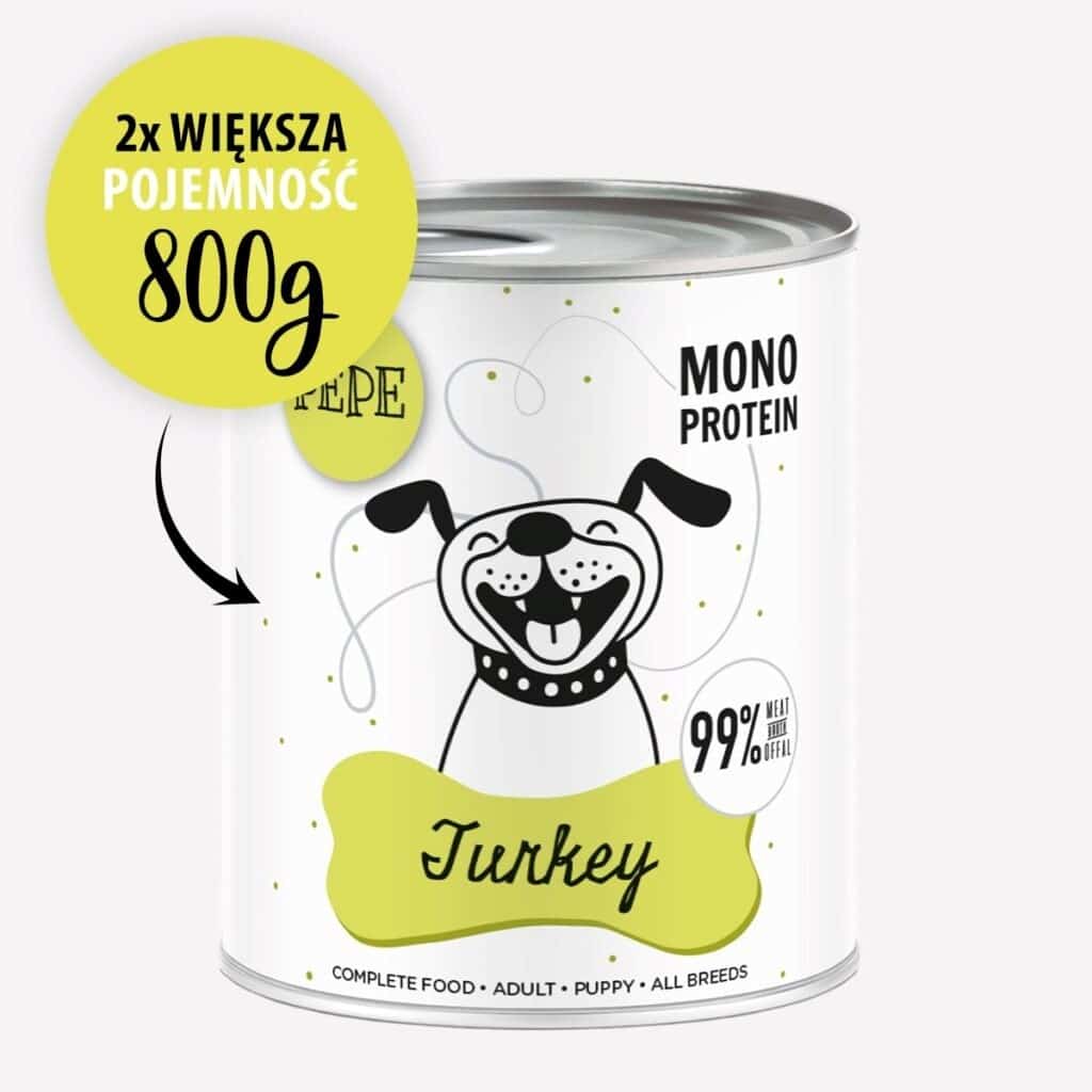 Mokra karma dla psa Pepe Indyk 800g
