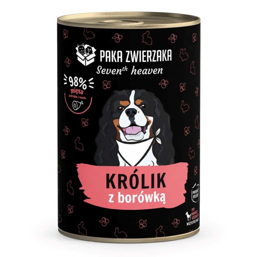 Mokra karma dla psa Seventh Heaven Królik z borówką 400g