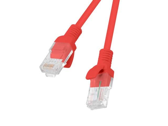 Patchcord UTP Lanberg PCU5-10CC-0100-R (RJ45 - RJ45 ; 1m; UTP; kat. 5e; kolor czerwony)