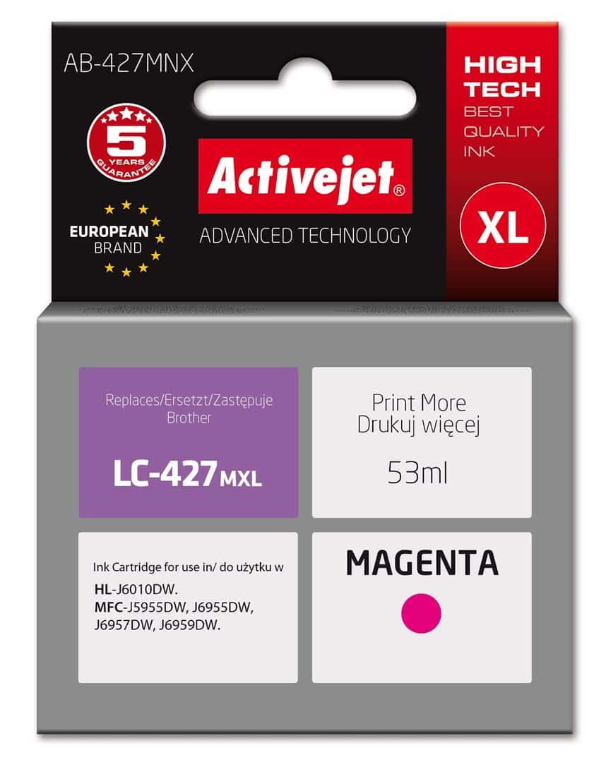 Tusz Activejet AB-427MNX (zamiennik Brother LC-427MXL; Supreme; 53 ml; czerwony)