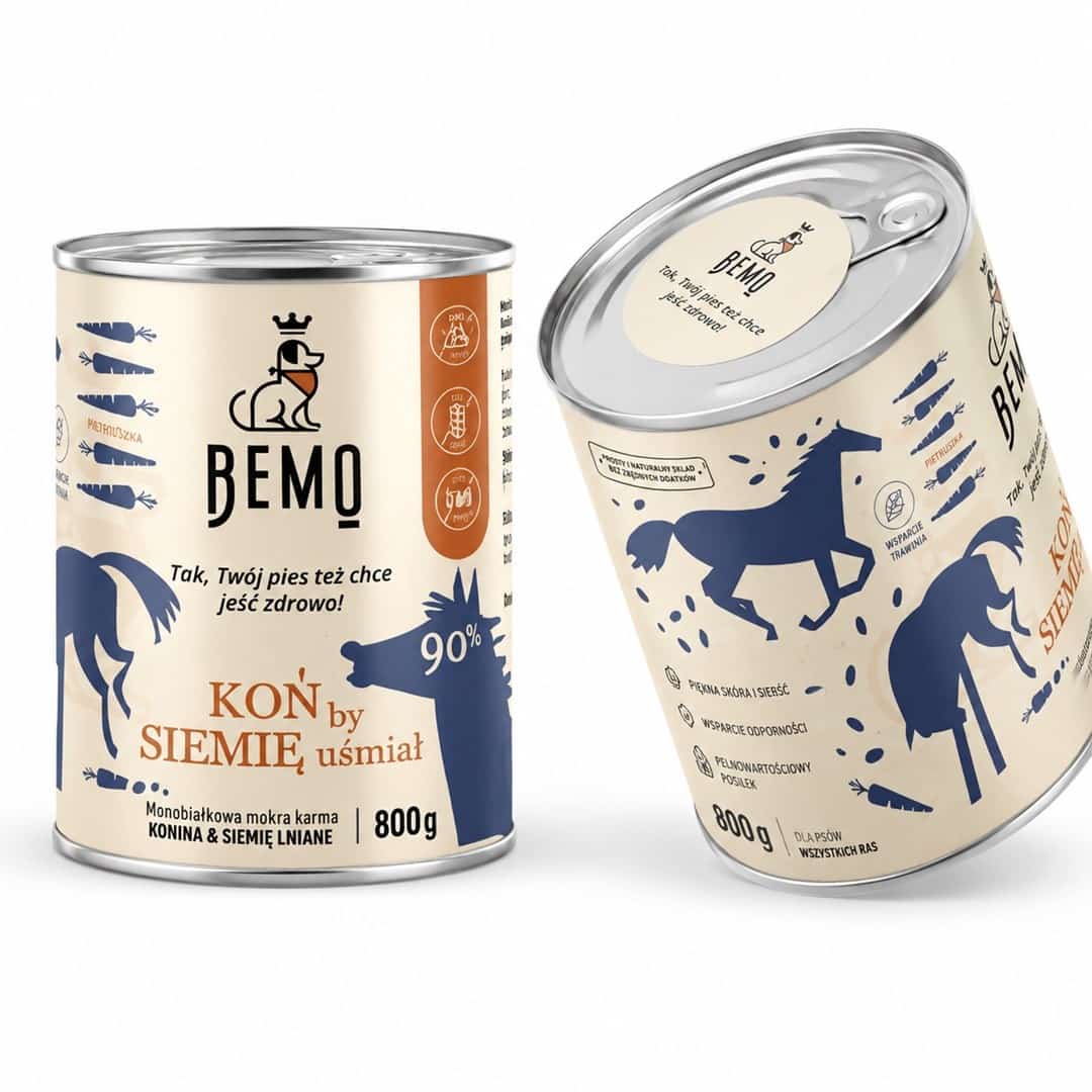Mokra karma dla psa Bemo KOŃ z siemieniem lnianym 800g