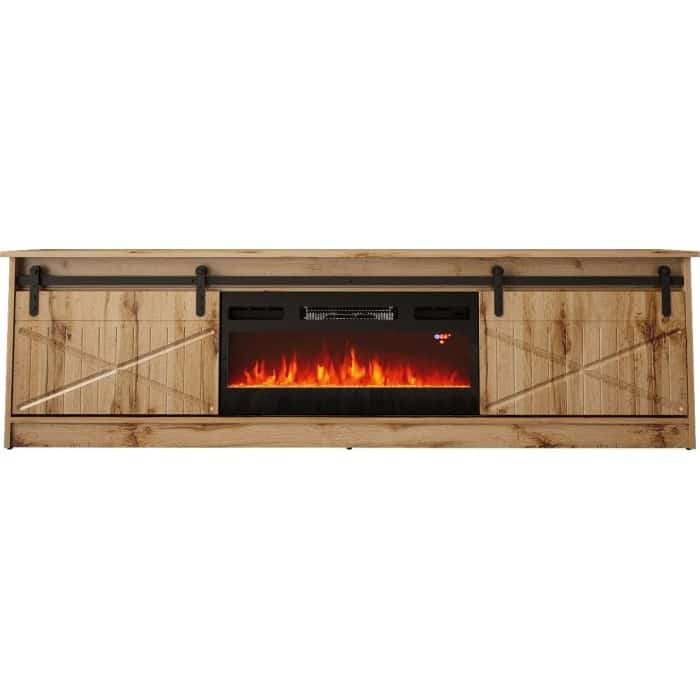 Szafka RTV GRANERO z kominkiem, 200x56,7x35 cm, dąb Wotan