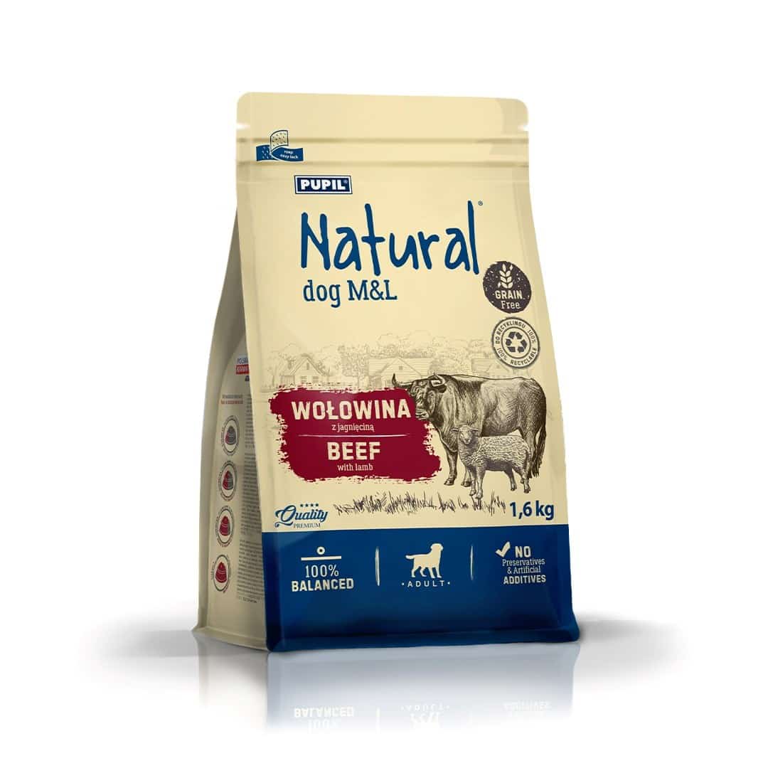Naturalna karma sucha dla psów - Wołowina z jagnięciną 1,6 kg
