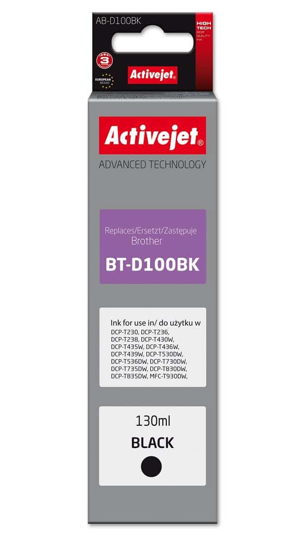 Tusz Activejet AB-D100Bk (zamiennik Brother BT-D100BK) - czarny, 130 ml
