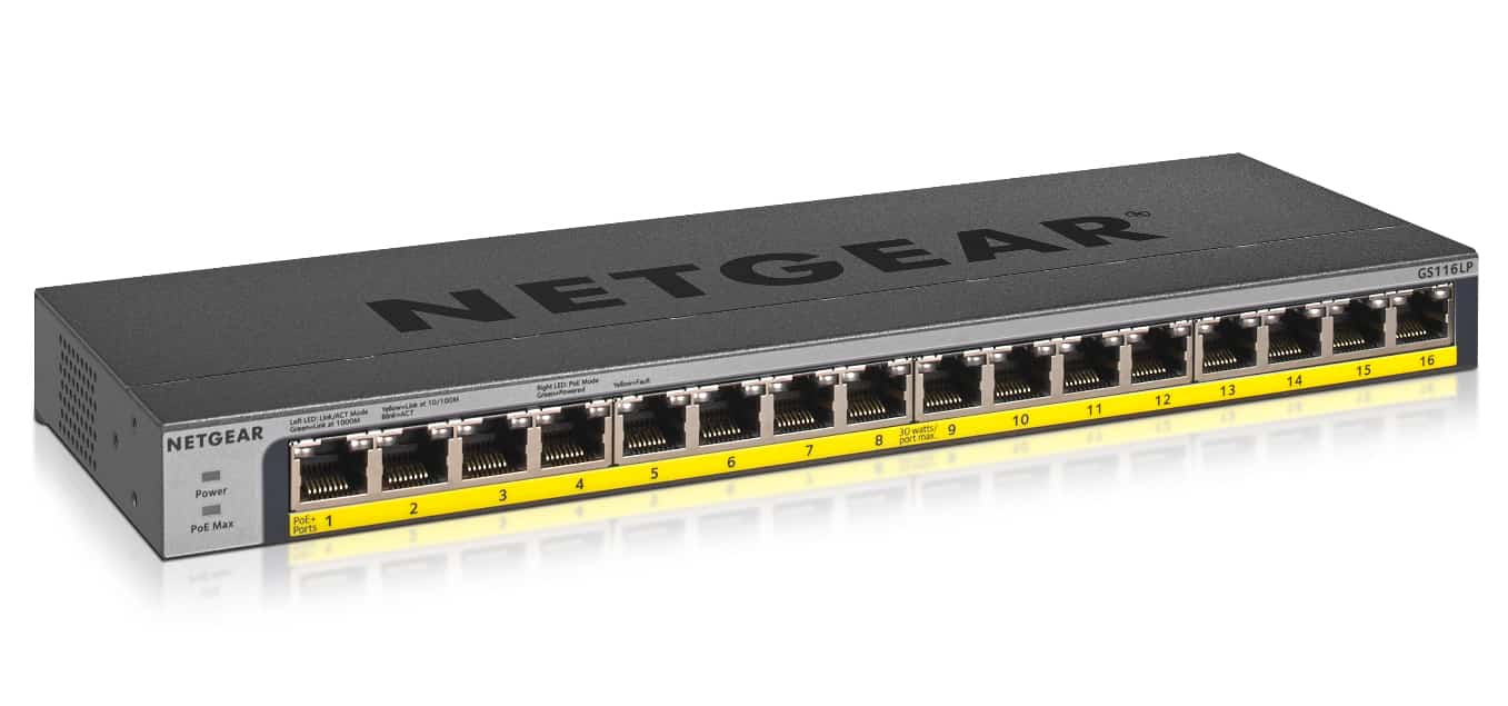 Switch Netgear GS116LP-100EUS 16-portowy PoE 76W Czysta nazwa: Przełącznik Netgear GS116LP-100EUS 16-portowy PoE 76W