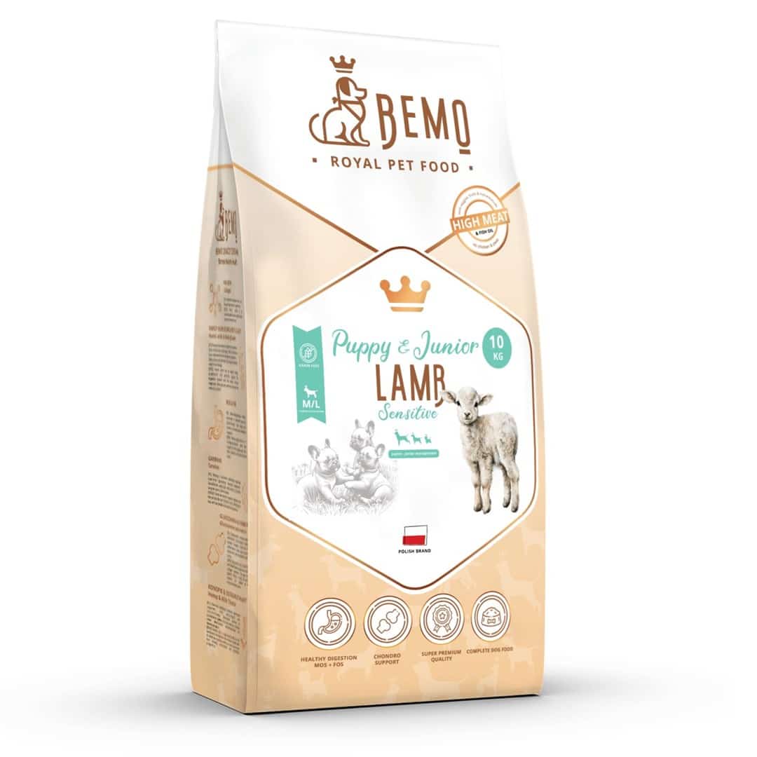 Karma sucha dla szczeniąt i młodych psów Bemo Puppy Junior Sensitive z jagnięciną (medium/large) 10 kg