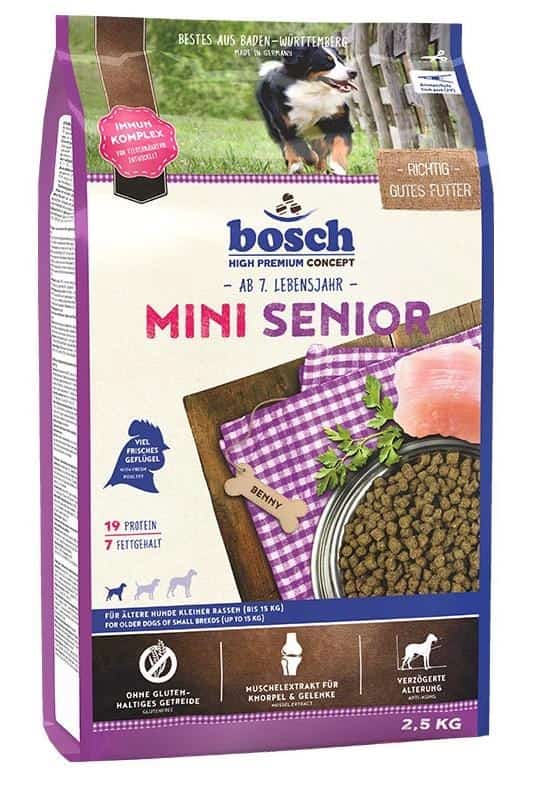Sucha karma dla psa BOSCH Mini Senior - 2,5 kg (Wyprzedaż)