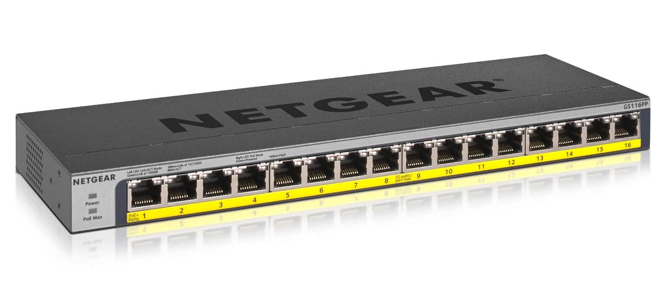 Switch niezarządzany Netgear GS116PP-100EUS 16-portowy PoE 183W