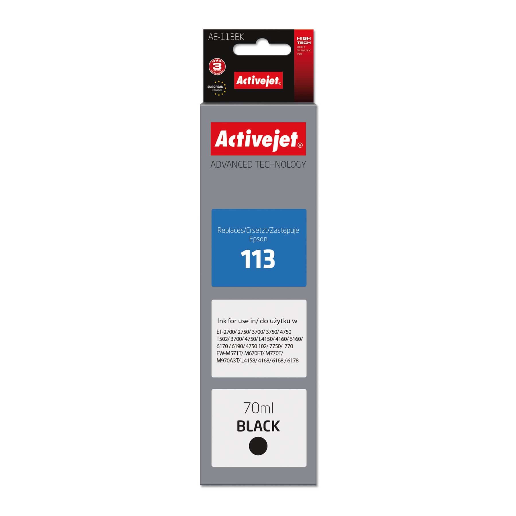 Tusz czarny Activejet AE-113Bk 70ml do drukarek Epson