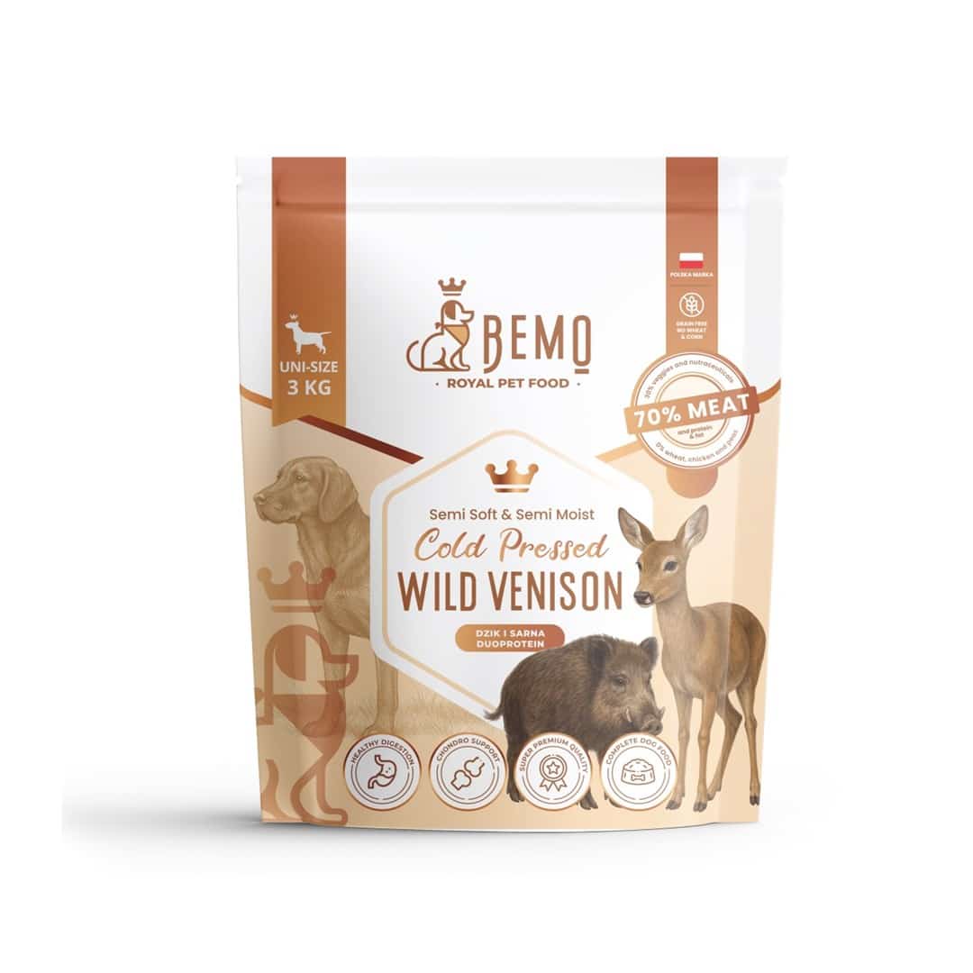 Karma sucha Bemo Cold Pressed Wild Venison - tłoczona na zimno z dziczyzną i sarniną, 3kg
