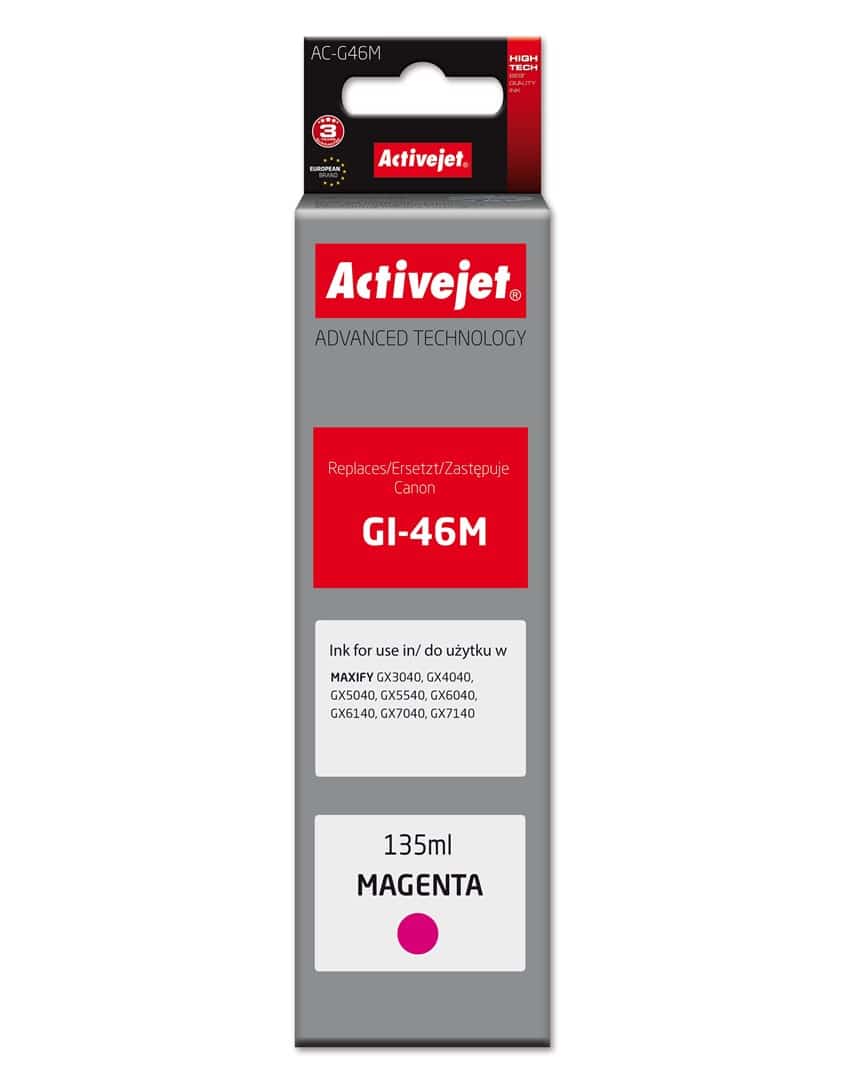 Tusz Activejet AC-G46M (zamiennik Canon GI-46M) - 135 ml, kolor czerwony