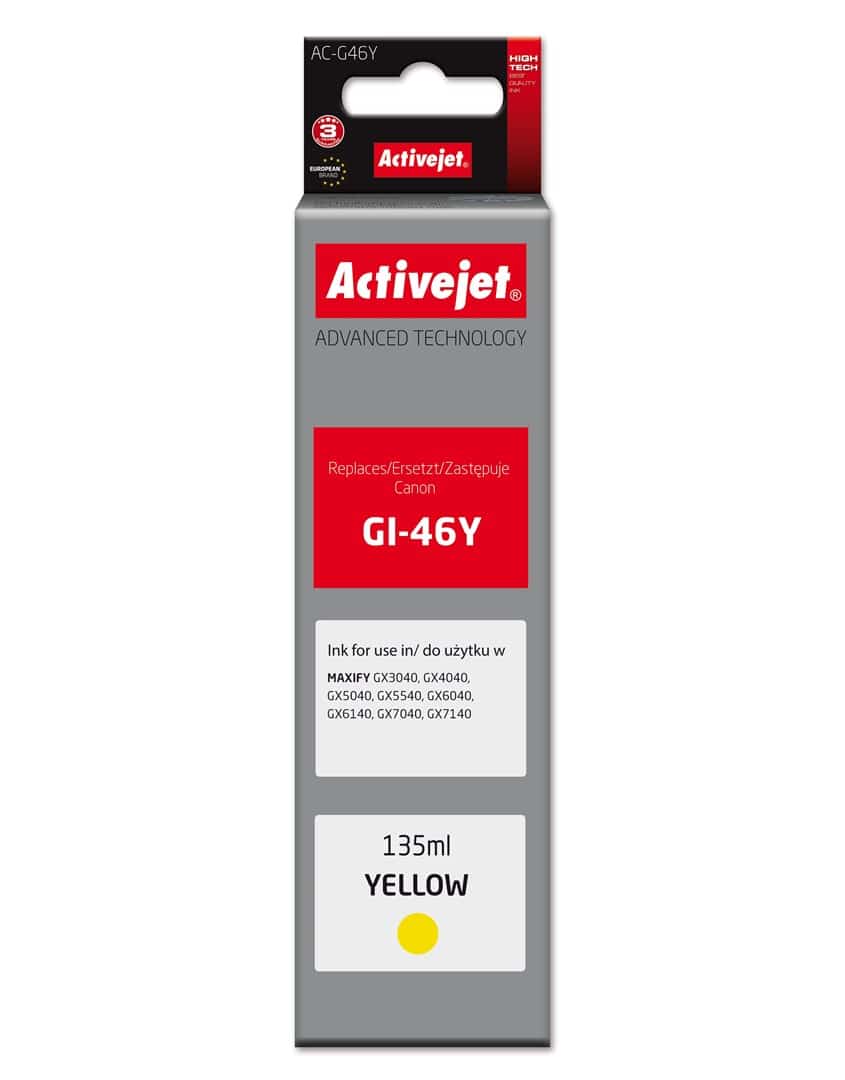 Tusz Activejet AC-G46Y (zamiennik Canon GI-46Y) - żółty, 135 ml