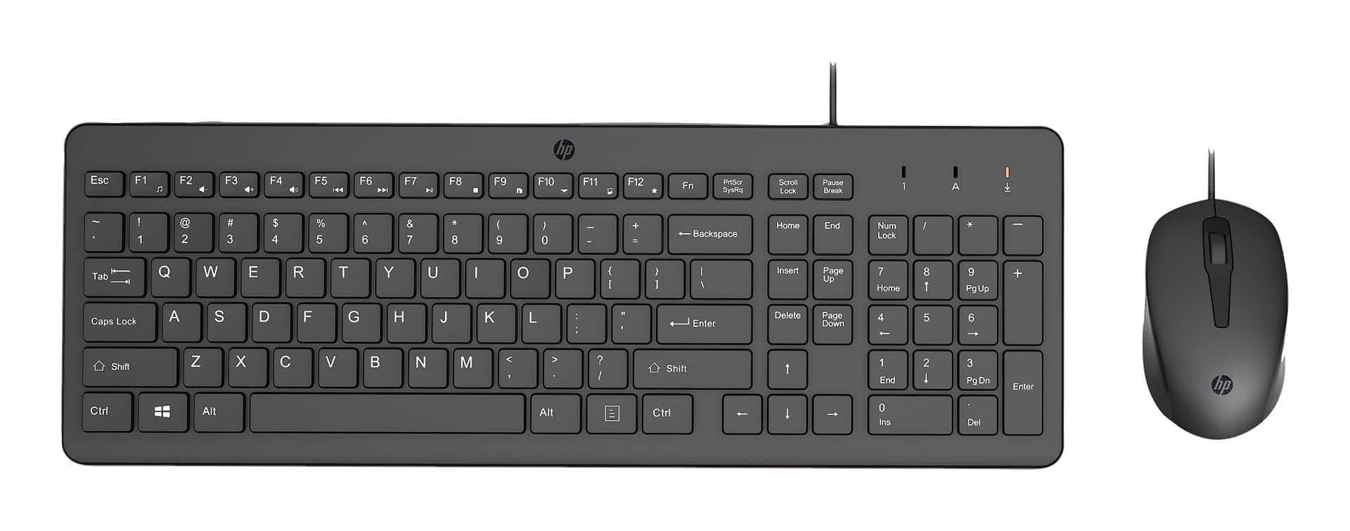 Zestaw klawiatura + mysz HP 150 Wired Mouse and Keyboard przewodowe czarne Niemiecki układ klawiszy 240J7AA#ABD — zdjęcie 1 z 2
