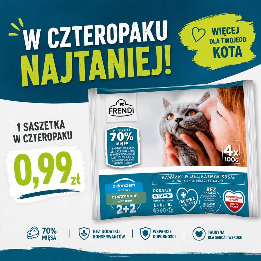 Frendi dorsz i pstrąg w sosie mokra karma dla kota 4x100g — zdjęcie 1 z 2