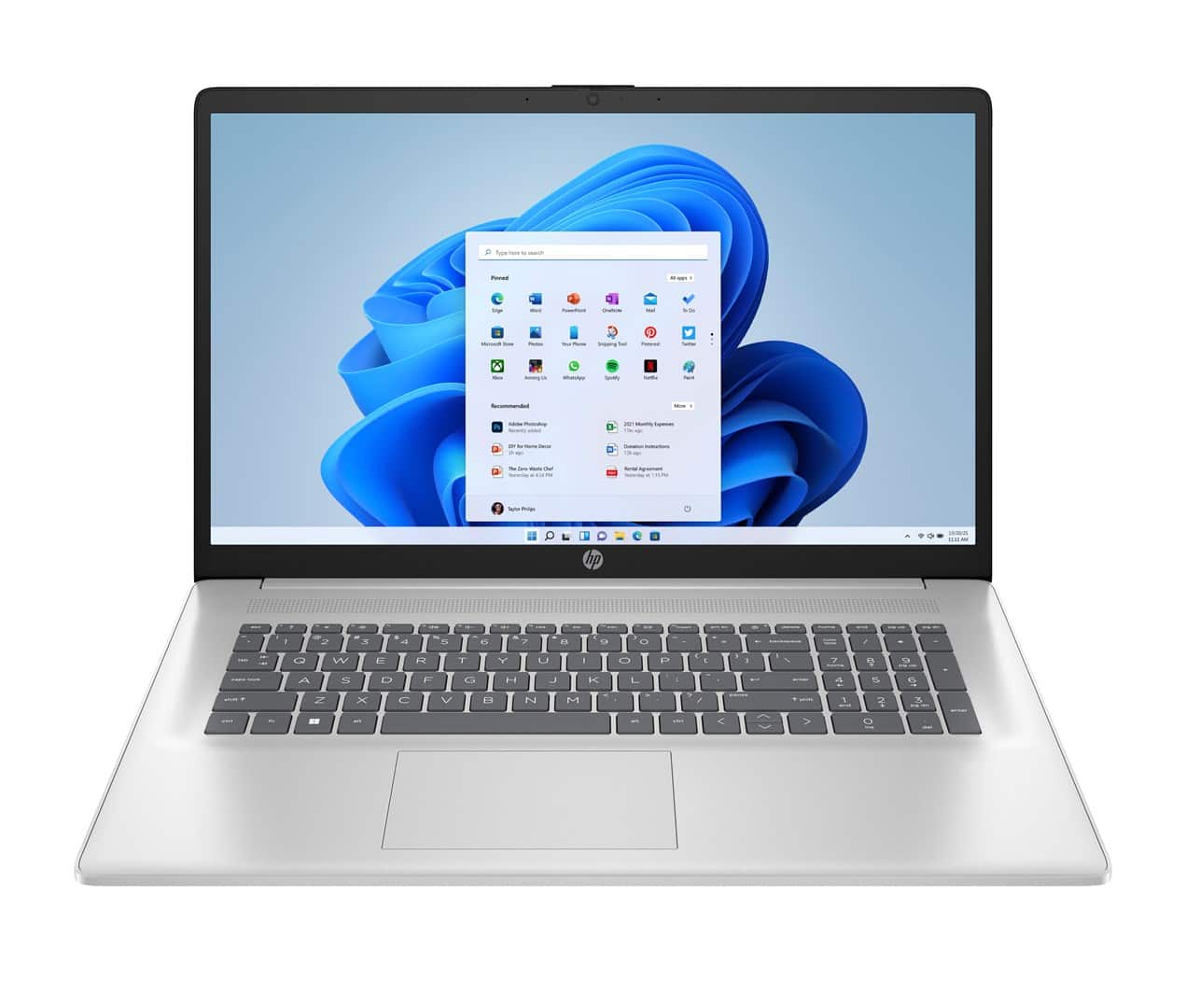 Laptop HP 17-cn4006nw, 17,3" FHD IPS 300 nitów, procesor Intel Core i7-150U, 16 GB DDR4, 1 TB SSD, kamera 1080p, Windows 11, srebrny, — zdjęcie 1 z 6