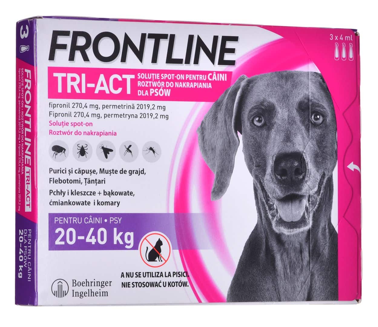Kategoria: Suplementy i preparaty lecznicze dla kota Czysta nazwa: FRONTLINE Tri-act - Krople przeciw pasożytom dla kota - 3 x 4 ml — zdjęcie 1 z 8