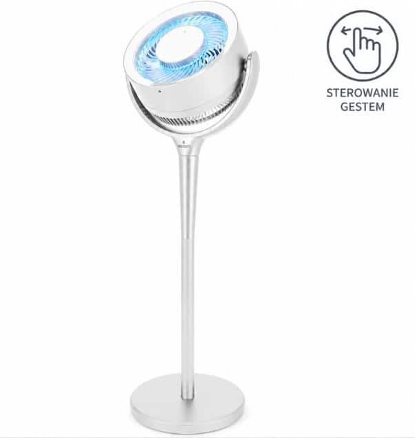 Wentylator sterowany gestem MPM HL-WP-03, 12-stopniowa regulacja nawiewu, cyfrowy wyświetlacz LED, pilot zdalnego sterowania, Moc 24W, biały — zdjęcie 1 z 8