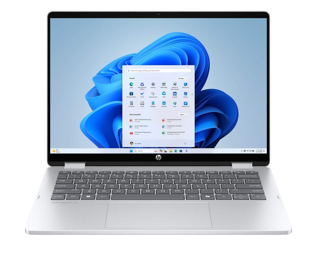 Laptop HP OmniBook 5 Flip 14 14-fp0216nw i7-150U 14" 2K OLED dotykowy 300 nitów 16GB LPDDR5 512GB SSD Intel Iris Xe Cam HD Win11 srebrny — zdjęcie 1 z 8