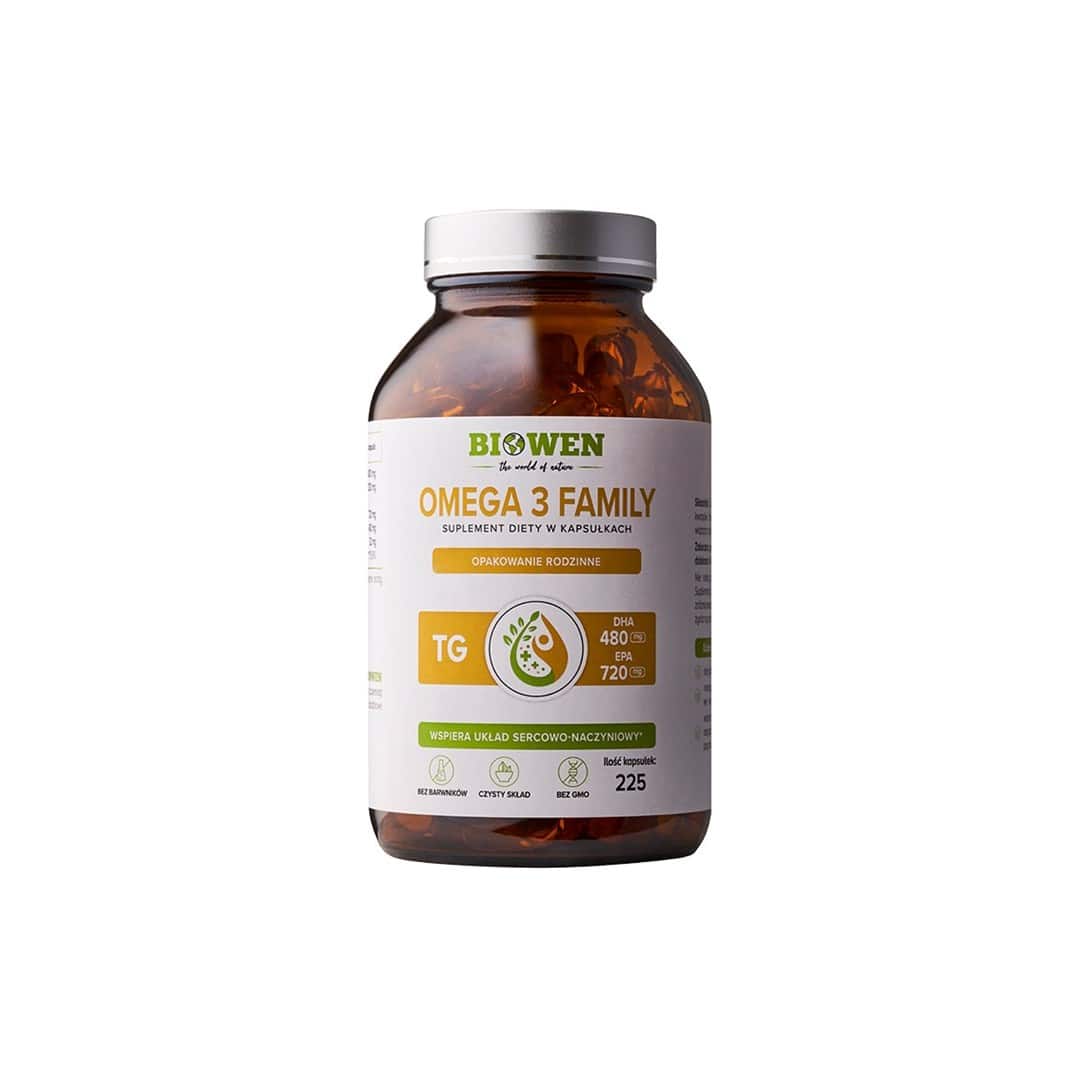 BIOWEN Omega 3 TG Family - 720mg EPA,480mg DHA - 225 kaps — zdjęcie 1 z 2