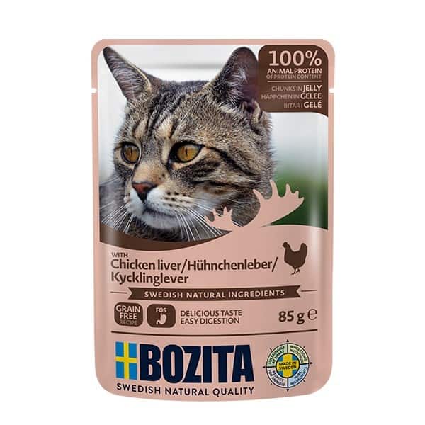 BOZITA Mięsne kawałki w galarecie z wątróbką z kurczaka - saszetka dla kota - 85g