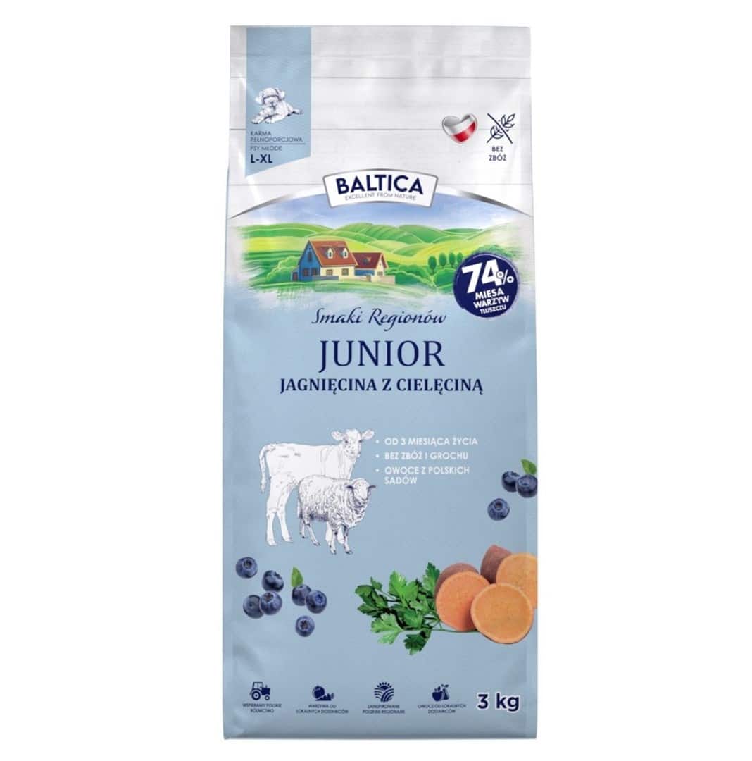 Karma sucha dla szczeniąt BALTICA Junior z jagnięciną i cielęciną 3kg