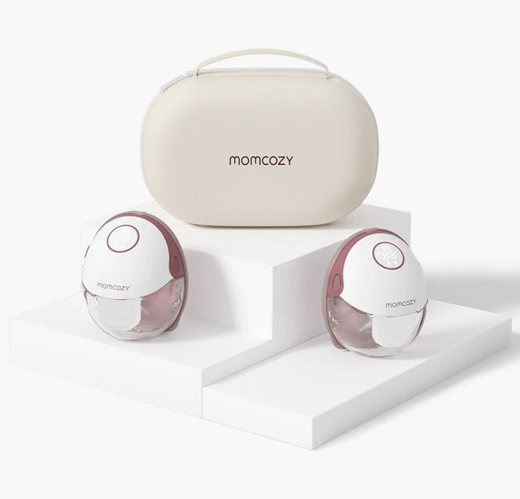 MOMCOZY M6 – bezprzewodowy laktator hands-free, czerwony, zestaw podwójny 180 ml