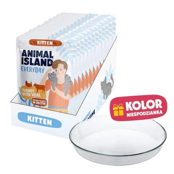 ANIMAL ISLAND Kitten indyk,cielęcina12x85g+talerzyk — zdjęcie 1 z 3