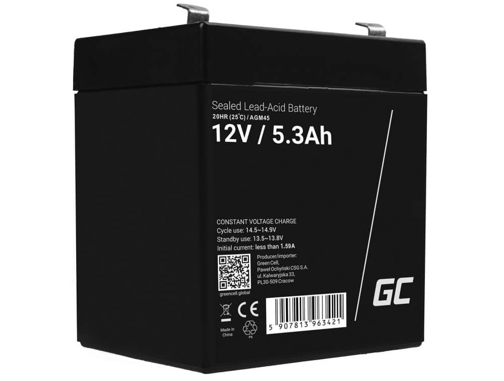 GREEN CELL AKUMULATOR ŻELOWY AGM45 12V 5.3AH — zdjęcie 1 z 5