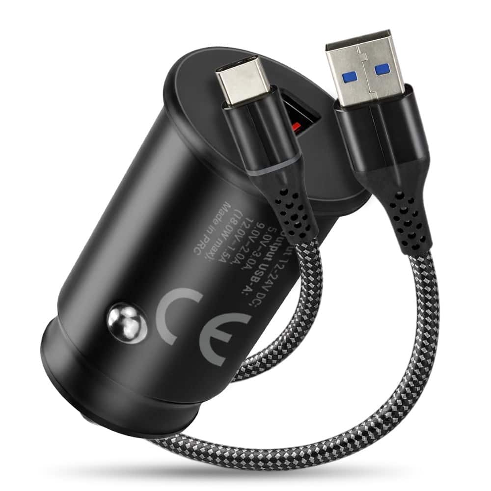 Ładowarka samochodowa EVERACTIVE CC-15QC z kablem USB-C, czarna — zdjęcie 1 z 8