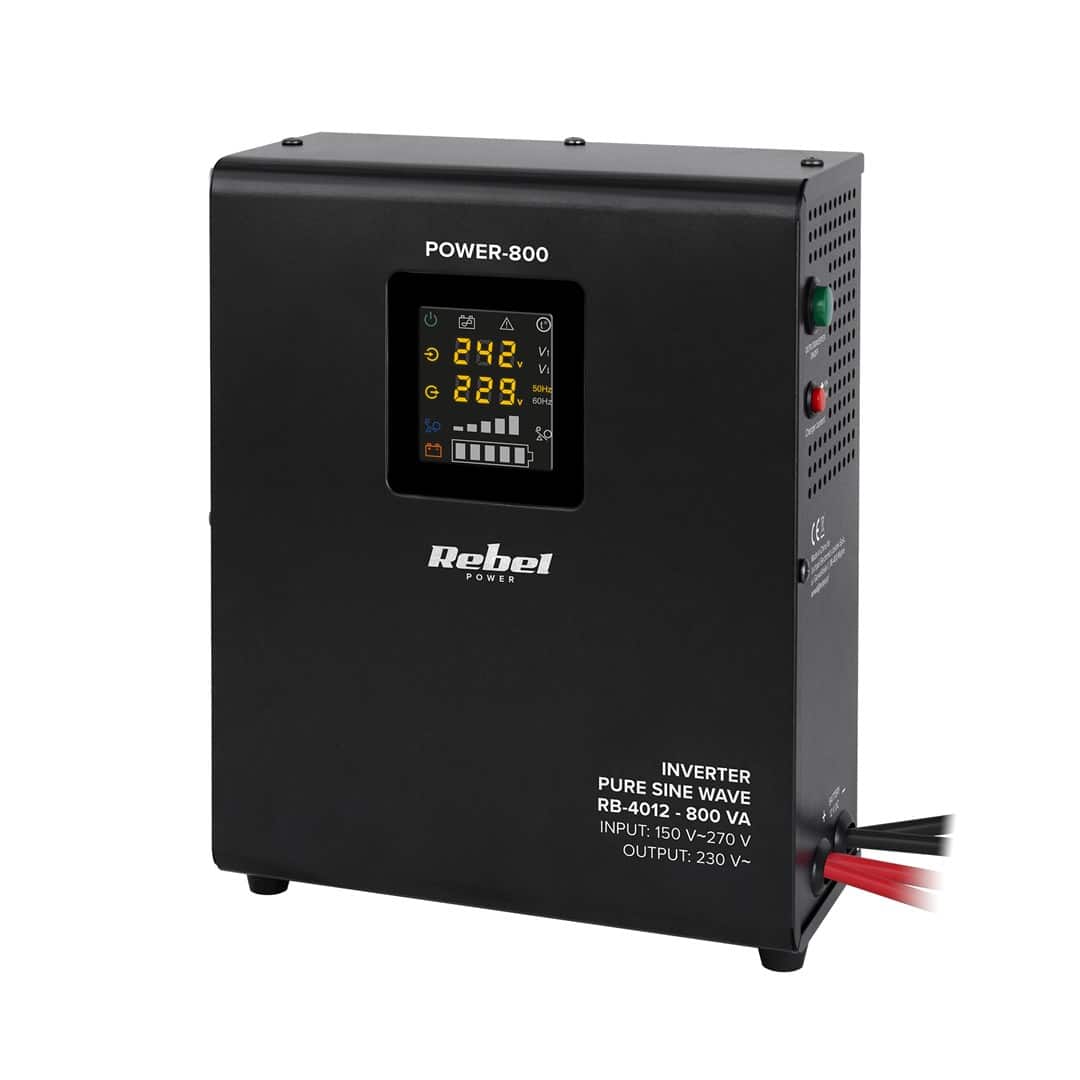 Zasilacz UPS Rebel POWER-800 - 800VA/500W, czysta sinusoida, ładowanie 12V — zdjęcie 1 z 6