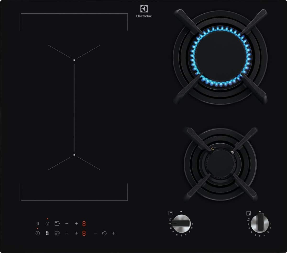 Płyta grzejna ELECTROLUX KDI641723K 60 cm | Indukcyjno-gazowa | 2 pola indukcyjne + 2 palniki gazowe | Funkcja PowerBoost | Zapłon elektryczny | Czarna (Outlet) — zdjęcie 1 z 8