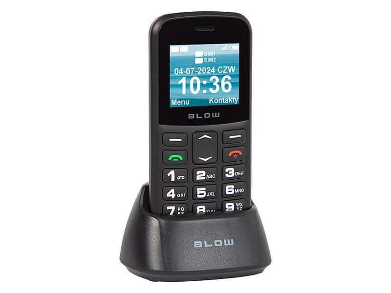 Telefon stacjonarny dla seniora BLOW S18D czarny z podstawką — zdjęcie 1 z 5