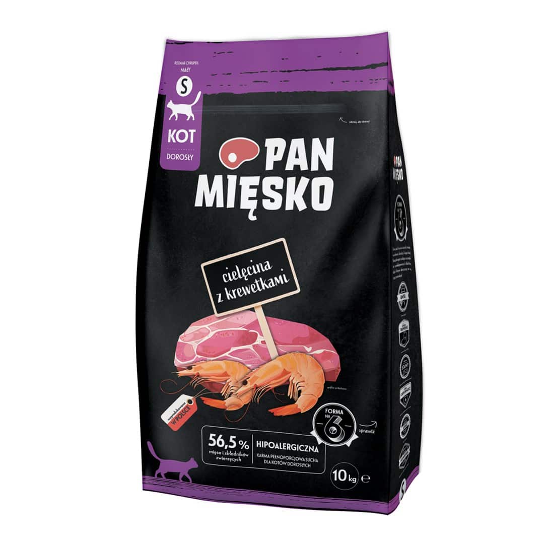 Karma sucha dla kota Pan Mięsko Cielęcina z krewetkami (dorosły) 10kg