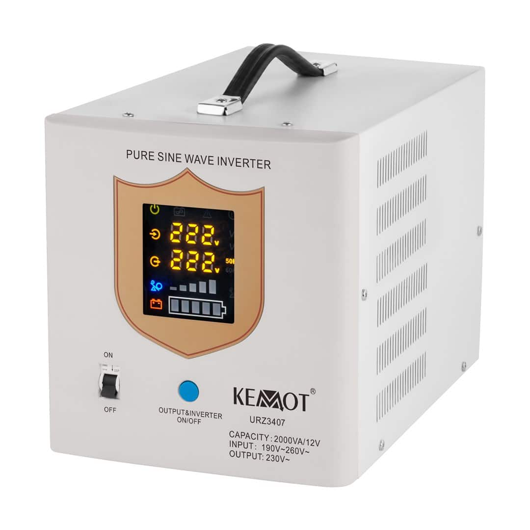 Zasilacz awaryjny KEMOT PROsinus-2000, 2000VA/1200W, czysta sinusoida, ładowanie 12V — zdjęcie 1 z 5