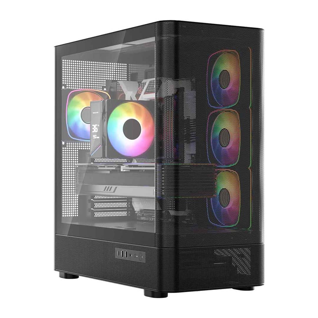 Obudowa komputerowa MODECOM Volcano AQ 300 ARGB Midi Tower Czarna — zdjęcie 1 z 8