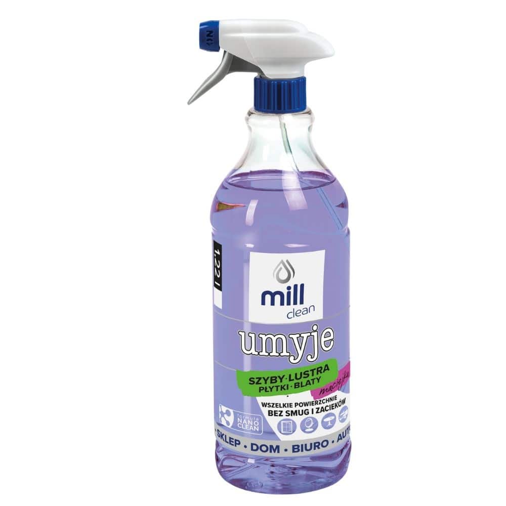 MILL CLEAN UMYJE Płyn do mycia szyb, luster, glazury o Zapachu Maciejki 1,22l — zdjęcie 1 z 2