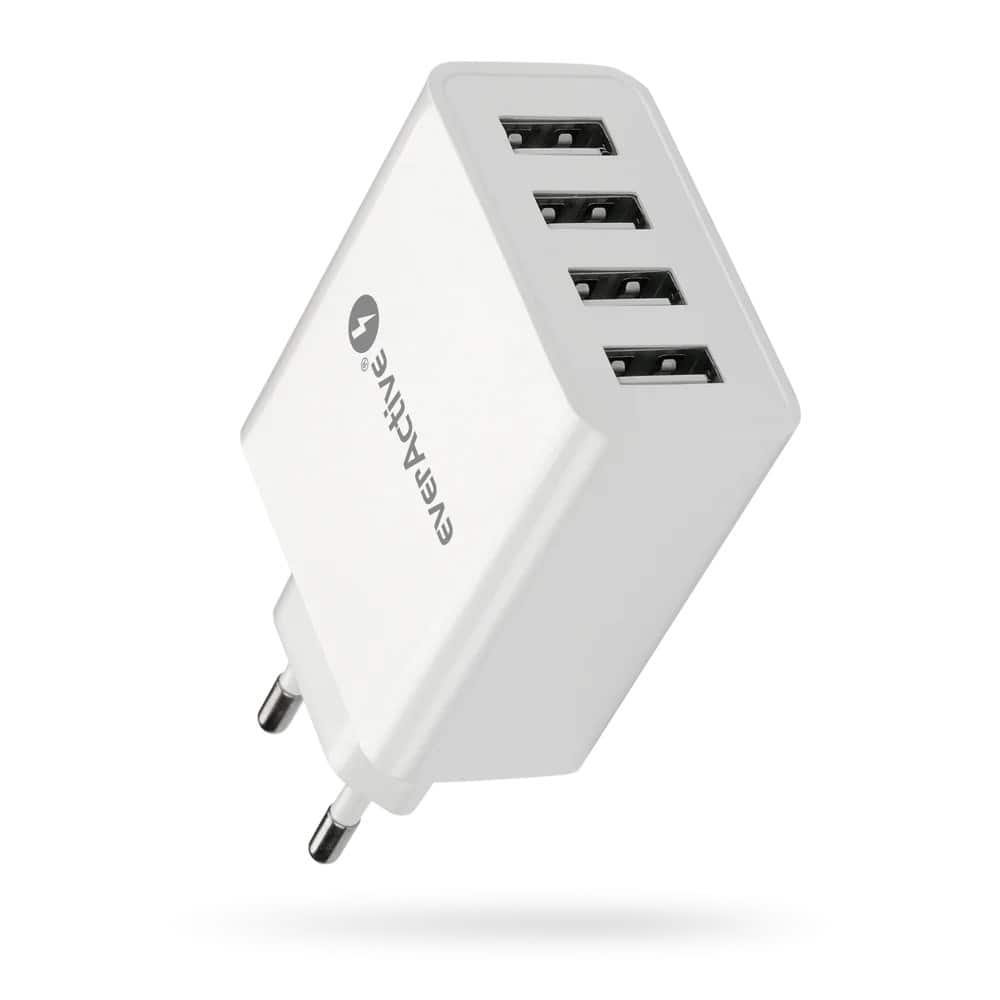 Ładowarka sieciowa EVERACTIVE SC-400, 4x USB, 5A, biała — zdjęcie 1 z 5