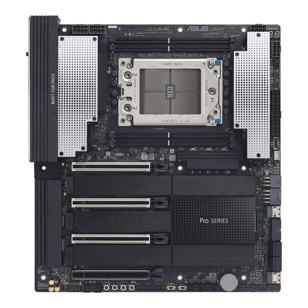 Płyta główna serwerowa ASUS PRO WS TRX50-SAGE WIFI, AMD TRX50, 2x PCIe 4.0 x16, 4x DDR4 3200 MHz, LAN 2.5 GbE, Wi-Fi 6, ECC, RAID — zdjęcie 1 z 6