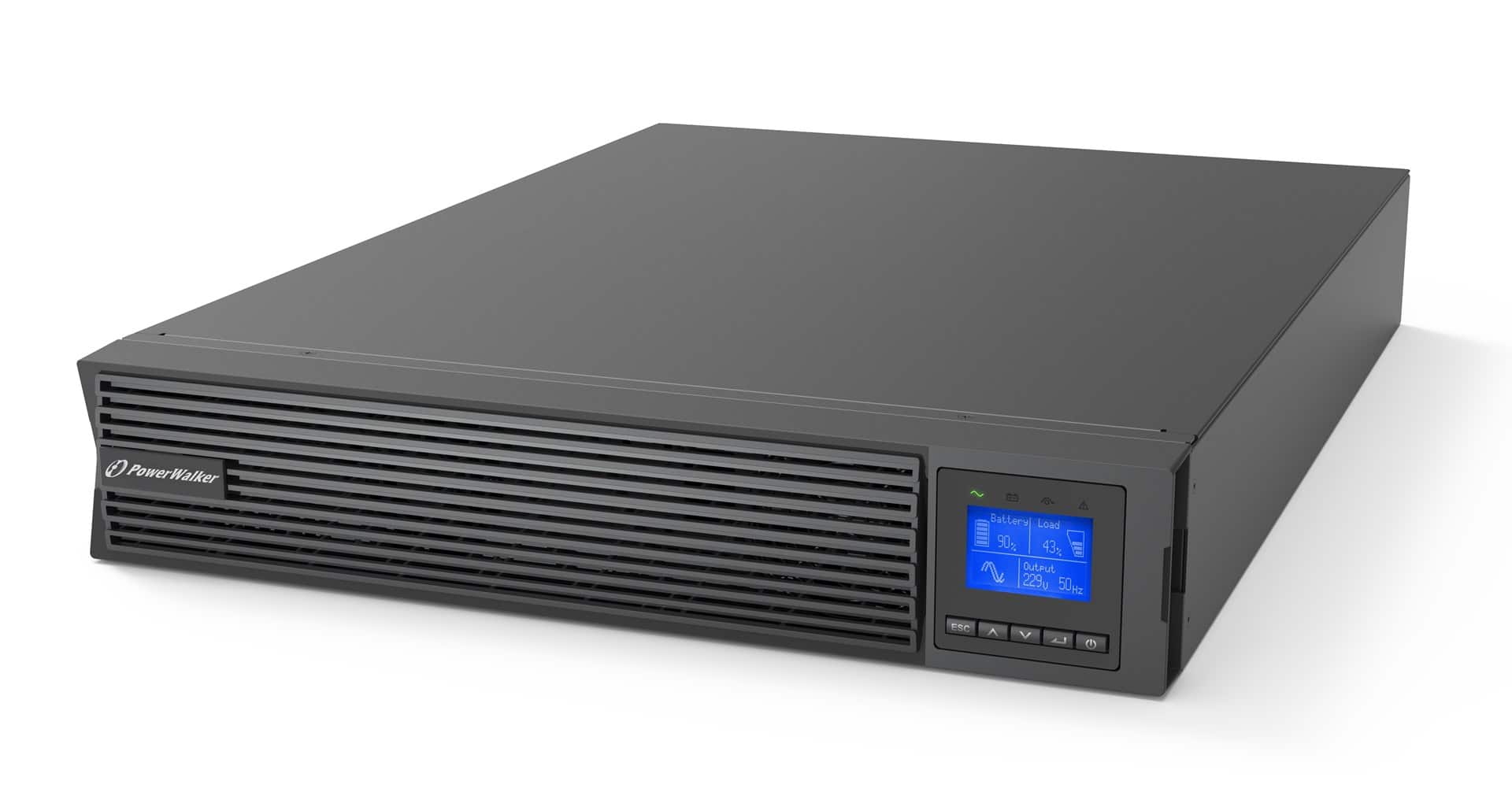 Zasilacz awaryjny (UPS) Power Walker Online Rack 19" VFI 2000 ICR IOT, 2000VA, 1 faza, 8x IEC C13, USB/RS232, wyświetlacz LCD — zdjęcie 1 z 4